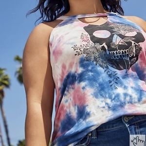 Torrid tie dye skull choker tank size 5 NWT